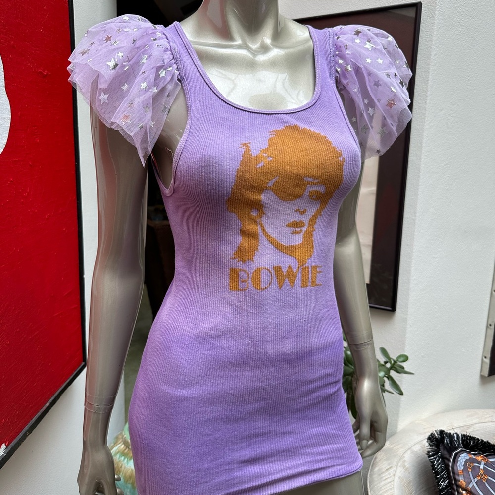 ⚡️DAVID BOWIE Ziggy Stardust eye-patch lightening bolt unisex punk soft tank M